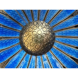 Denmark Sterling Silver Blue Enamel Marguerite Daisy A. Michelsen Vintage Brooch